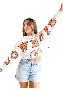 Gameday Social Oklahoma State Cowboys Womens White Phipps Split Crew Sweatshirt
