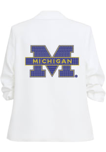 Michigan Wolverines Womens White Block Ruched Medium Weight Jacket