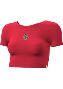 Champion Wisconsin Badgers Womens Red Twist Back Short Sleeve T-Shirt