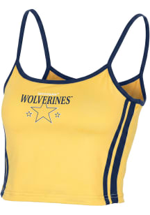 Michigan Wolverines Womens Gold Striped Cami Tank Top