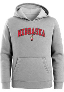 Nebraska Cornhuskers Toddler Grey Team Wordmark Long Sleeve Hooded Sweatshirt