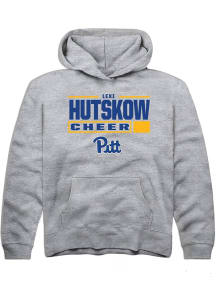 Lexi Hutskow Rally Pitt Panthers Youth NIL Stacked Box Long Sleeve Player Hoodie Grey