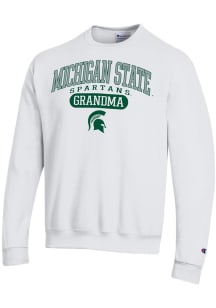 Champion Michigan State Spartans Mens White Pill Box Grandma Powerblend Long Sleeve Crew Sweatshir..