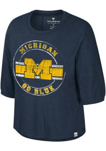 Colosseum Michigan Wolverines Womens Navy Blue Elphaba Short Sleeve T-Shirt
