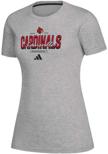 Adidas Louisville Cardinals Womens Grey Heat Seal Creator Short Sleeve T-Shirt