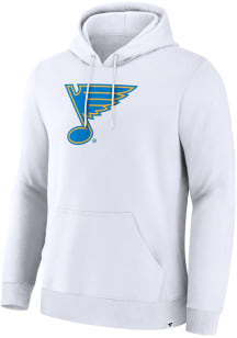St Louis Blues Mens White Primary Logo Legacy Fleece Long Sleeve Hoodie