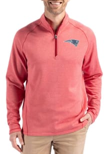 Cutter and Buck New England Patriots Mens Red NFL Rivalries Pehastin Long Sleeve Qtr Zip Pullover