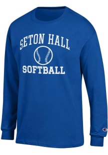 Champion Seton Hall Pirates Blue Softball Jersey Long Sleeve T Shirt