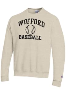 Champion Wofford Terriers Mens Oatmeal Baseball Powerblend Long Sleeve Crew Sweatshirt