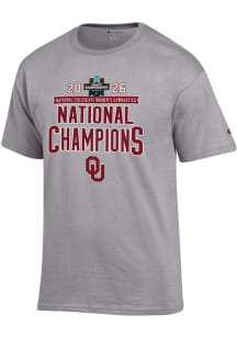 Champion Oklahoma Sooners Grey Women's Gymnastics National Champs 2026 Jersey Short Sleeve T Shirt