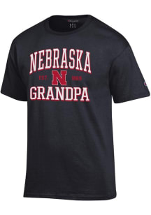 Champion Nebraska Cornhuskers Black Est. Date Grandpa Jersey Short Sleeve T Shirt