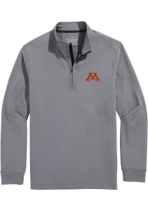 Vineyard Vines Minnesota Golden Gophers Mens Grey Clubhouse Long Sleeve Qtr Zip Pullover