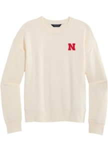 Vineyard Vines Nebraska Cornhuskers Womens Ivory Crew Crew Sweatshirt