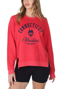 UConn Huskies Womens Red French Terry Crew Sweatshirt