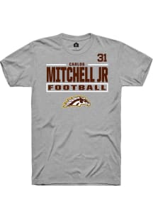 Carlos Mitchell Jr Western Michigan Broncos Grey Football NIL Stacked Box Short Sleeve Player T Sh..
