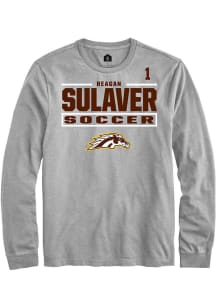 Reagan Sulaver Western Michigan Broncos Grey NIL Stacked Box Long Sleeve Player T Shirt