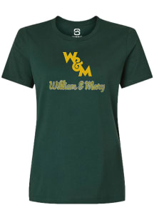 Summit Sportswear William & Mary Tribe Womens Green Rhinestone Short Sleeve T-Shirt