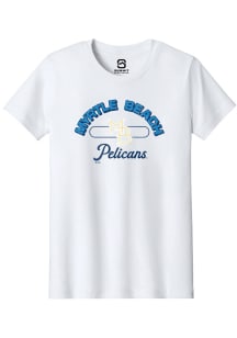 Summit Sportswear Myrtle Beach Pelicans Youth White Vintage Arch Script Short Sleeve T-Shirt
