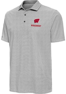 Antigua Wisconsin Badgers Mens Black Pave Short Sleeve Polo