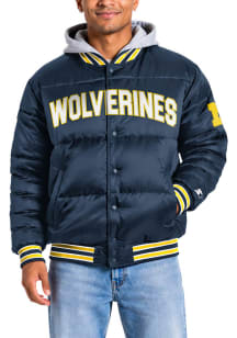 Mens Michigan Wolverines Starter Mens Bronx Bubble Heavyweight Jacket - Blue