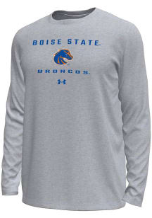 Under Armour Boise State Broncos Grey Straight Name Tech Stretch Long Sleeve T-Shirt