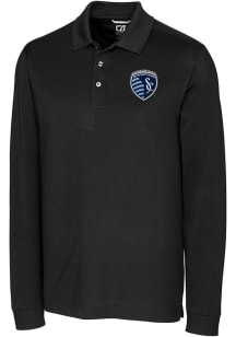 Cutter and Buck Sporting Kansas City Mens Black Advantage Long Sleeve Polo Shirt