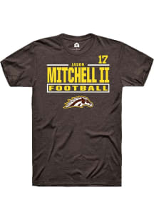 Jason Mitchell II Western Michigan Broncos Brown Football NIL Stacked Box Short Sleeve Player T Sh..