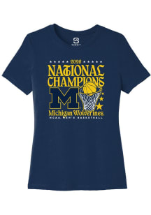 Summit Sportswear Michigan Wolverines Womens Navy Blue MBB National Champs 2026 Hoop Short Sleeve..