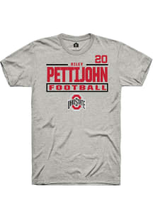 Riley Pettijohn  Ohio State Buckeyes Ash Rally Football NIL Stacked Box Short Sleeve T Shirt