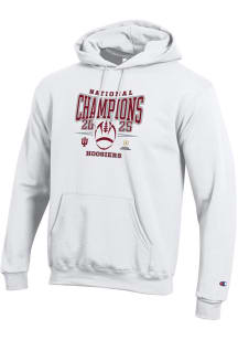 Champion Indiana Hoosiers Mens White 2025 College Football Champions Powerblend Long Sleeve Hoodie