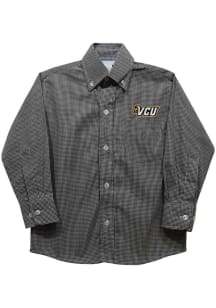 Vive La Fete VCU Rams Youth Black Gingham Long Sleeve Polo
