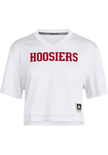 Indiana Hoosiers Womens Adidas Crop Fashion Football Jersey - White