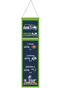 Seattle Seahawks 2025 Super Bowl LX Champions 8 x 32 Wool Banner - Navy Blue