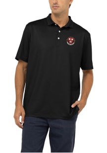 Harvard Crimson Mens Black Shield Short Sleeve Polo