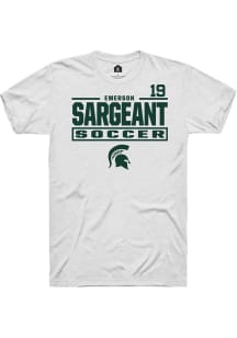 Emerson Sargeant Michigan State Spartans White NIL Stacked Box Short Sleeve Player T Shirt