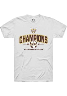 Summit Sportswear Western Michigan Broncos White 2025 MAC Soccer Champions Short Sleeve T Shirt