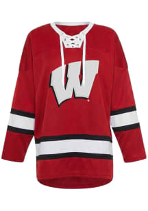 Hype and Vice Wisconsin Badgers Womens Red Hockey LS Tee