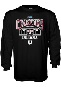 Blue 84 Indiana Hoosiers Black 2025 Big Ten Football Champions Score Long Sleeve T Shirt