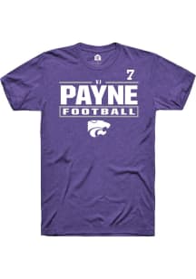 VJ Payne  K-State Wildcats Purple Rally Football NIL Stacked Box Short Sleeve T Shirt