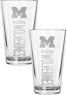 Michigan Wolverines Pinnacle 2 Pack 16oz Pint Glass - Clear