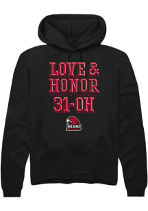 Summit Sportswear Miami RedHawks Mens Black Love & Honor 31-OH Long Sleeve Hoodie
