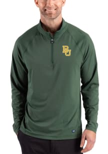 Cutter and Buck Baylor Bears Mens Green Prospect Epic Confidence Long Sleeve Qtr Zip Pullover