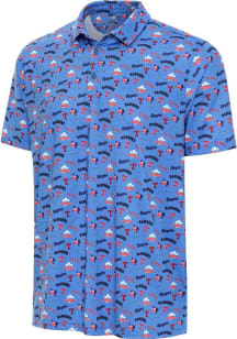 Antigua Texas Rangers Mens Light Blue Cooperstown Short Sleeve Polo