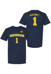 Trey McKenney Michigan Wolverines Navy Blue National Champions Name and Number Short Sleeve Player..