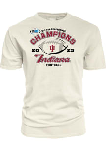 Blue 84 Indiana Hoosiers Womens Ivory 2025 Big Ten Football Champions Short Sleeve T-Shirt