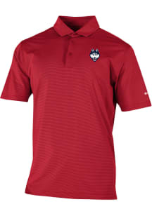 Columbia UConn Huskies Mens Red Heat Seal Double Hit Short Sleeve Polo