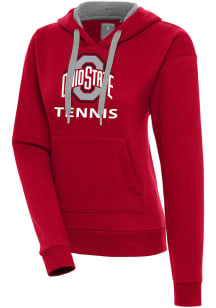 Antigua Ohio State Buckeyes Womens Red Tennis Victory Hooded Sweatshirt
