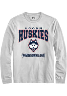 Summit Sportswear UConn Huskies White Women's Swim & Dive Long Sleeve T Shirt
