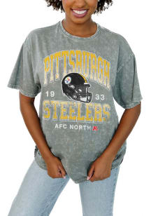 Gameday Couture Pittsburgh Steelers Womens Grey Oversized Crewneck Tee Short Sleeve T-Shirt