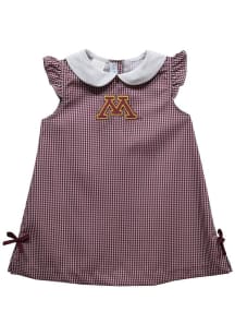 Vive La Fete Minnesota Golden Gophers Baby Girls Maroon Gingham Short Sleeve Dress